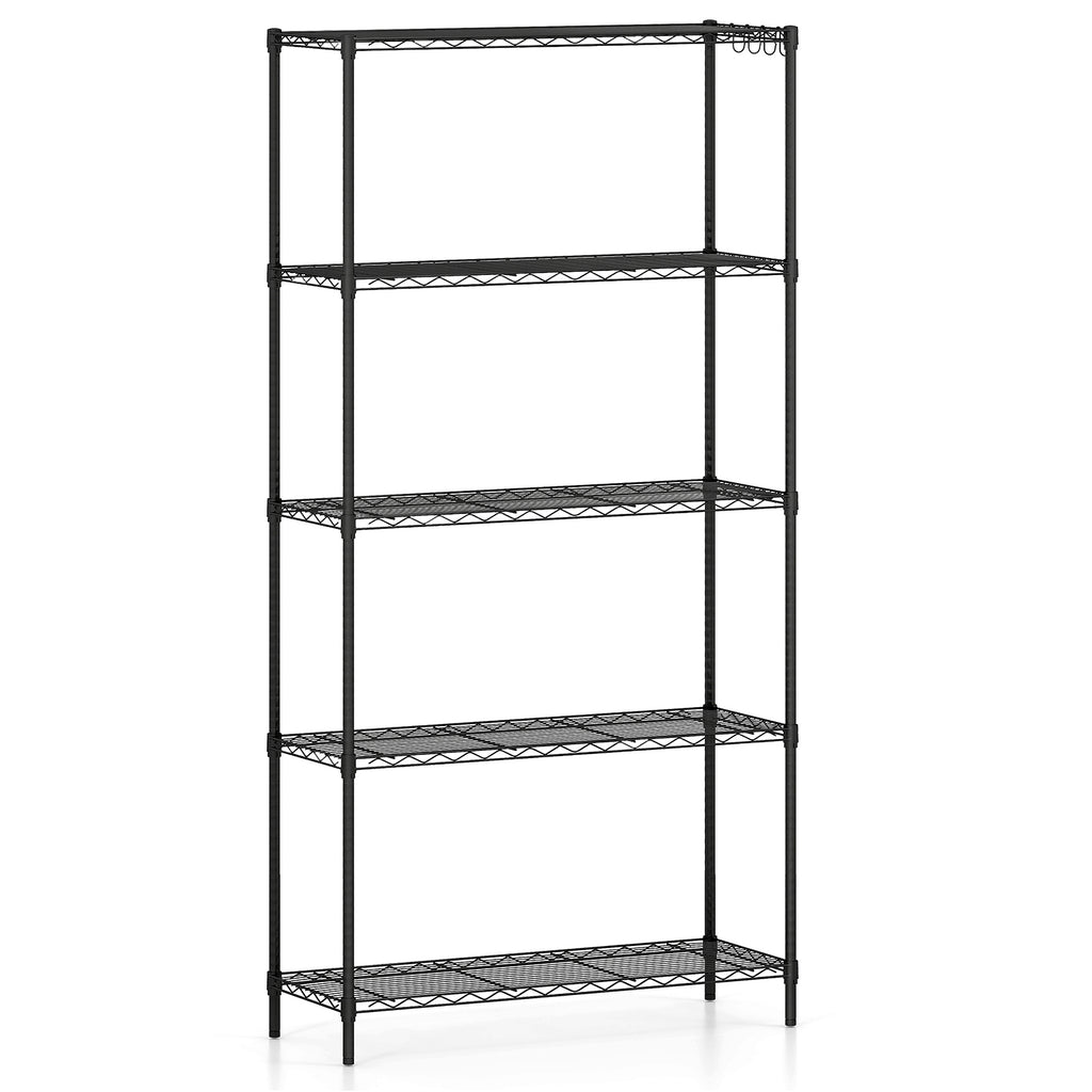 5-Tier Metal Storage Shelving Unit, 1250 LBS Capacity - Black