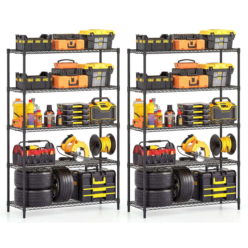 5-Tier Metal Storage Shelving Unit Set of 2 Adjustable Utility Shelf