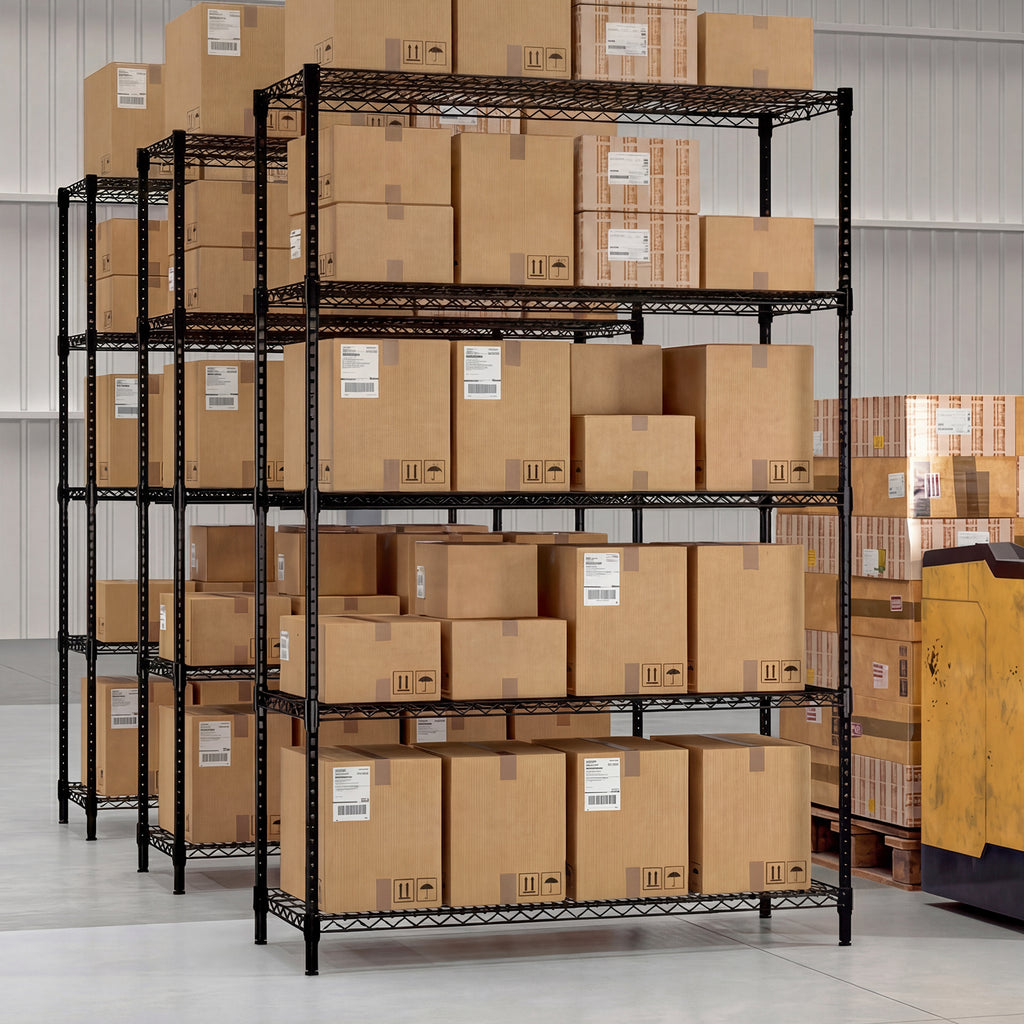 5-Tier Metal Storage Shelving Unit Set of 2 Adjustable Utility Shelf