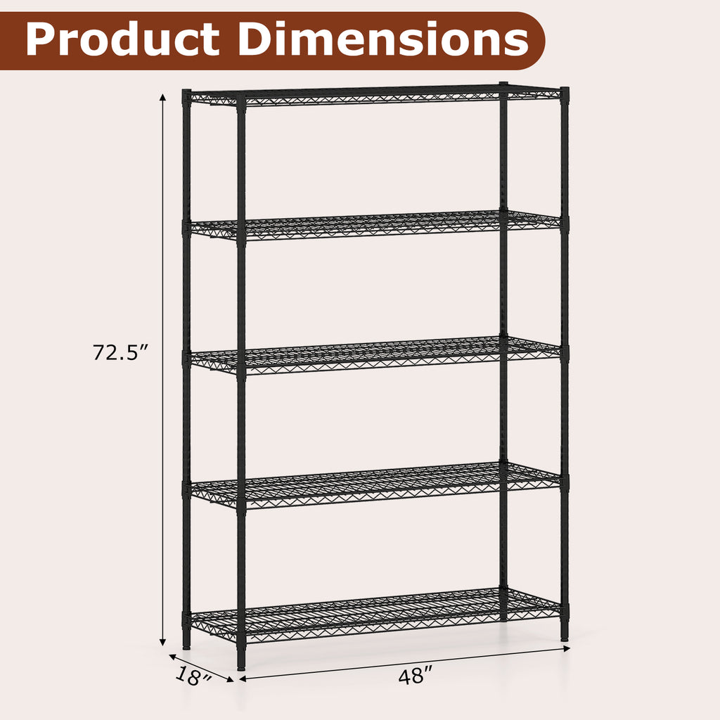 5-Tier Metal Storage Shelving Unit Set of 2 Adjustable Utility Shelf