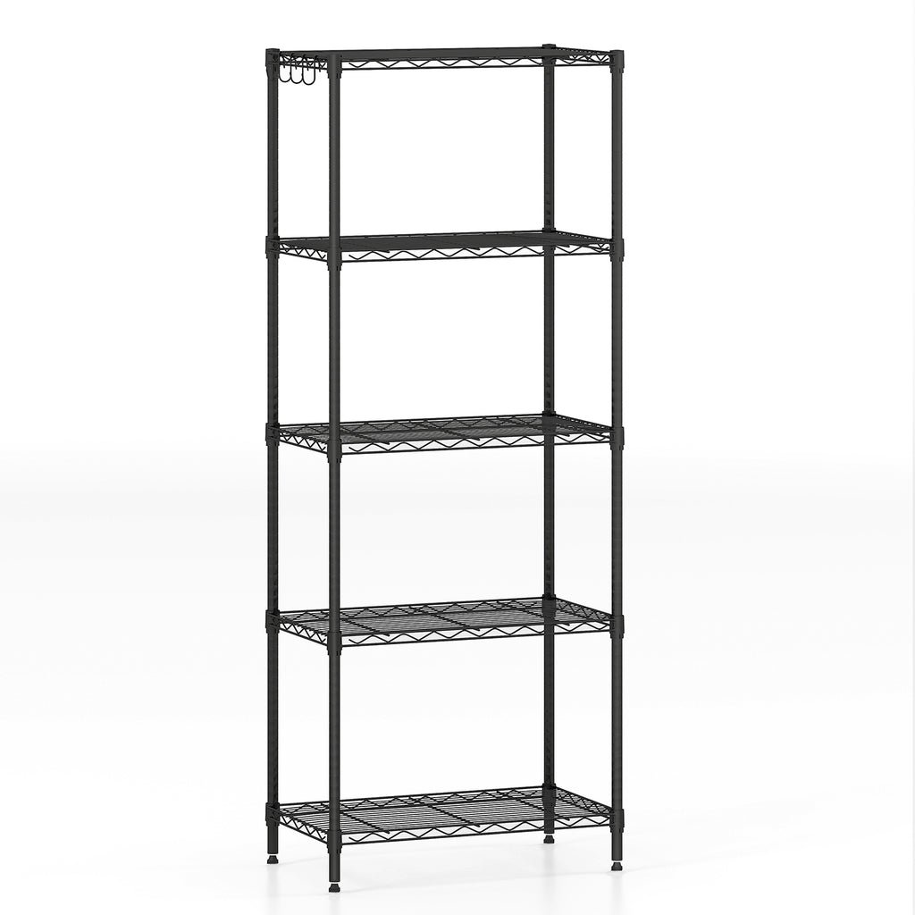 5-Tier Metal Storage Shelving Unit - Black, 750 LBS Capacity