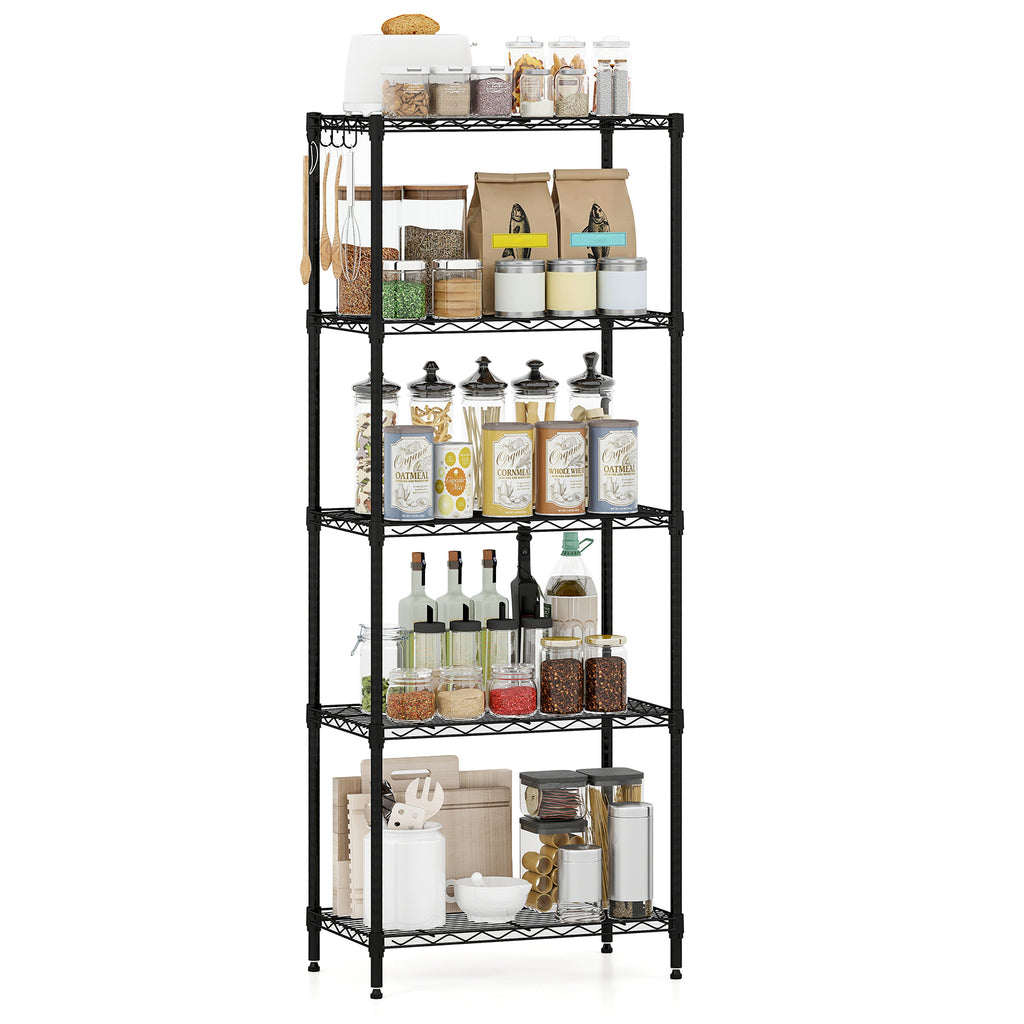 5-Tier Metal Storage Shelving Unit - Black, 750 LBS Capacity
