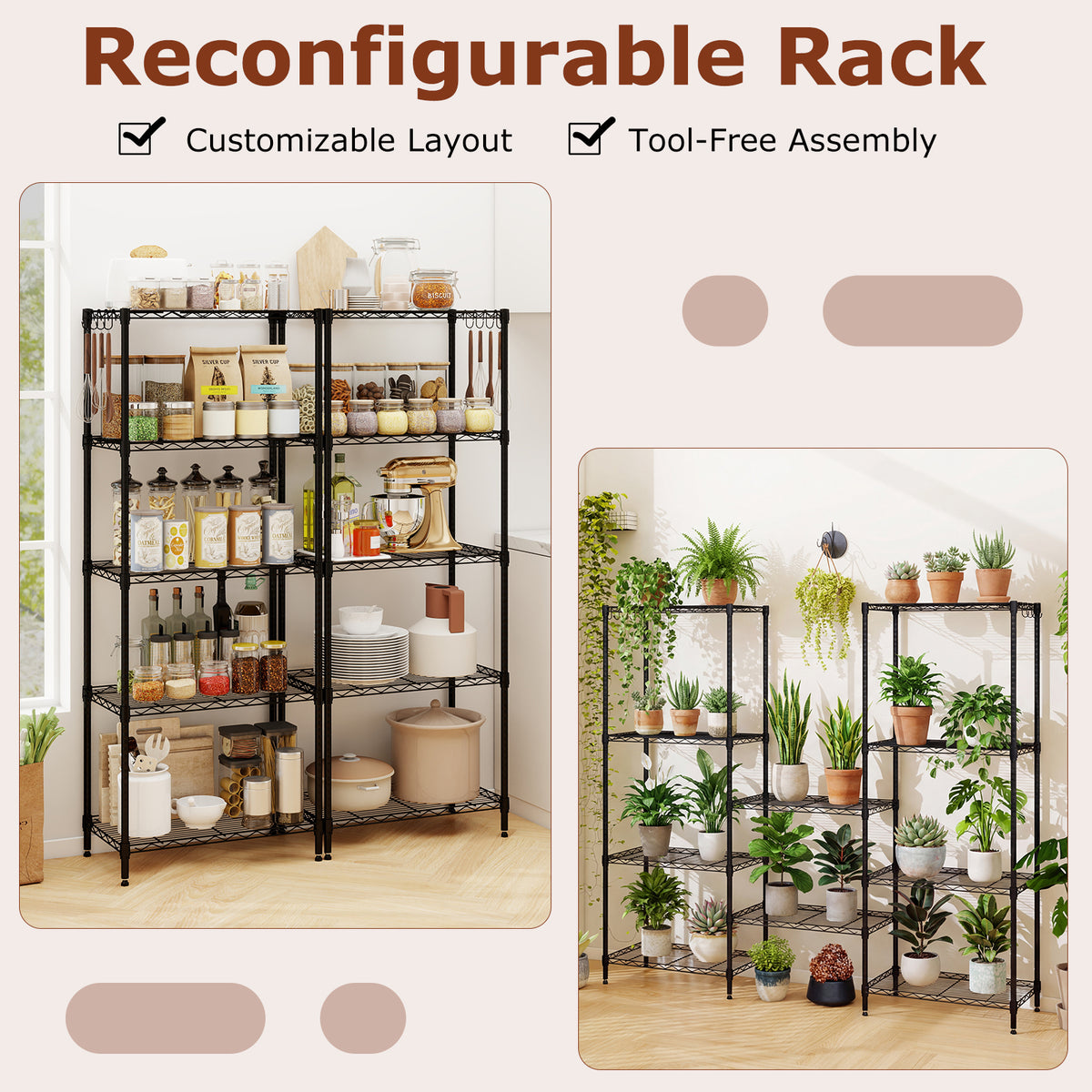 5-Tier Metal Storage Shelving Unit - Black, 750 LBS Capacity