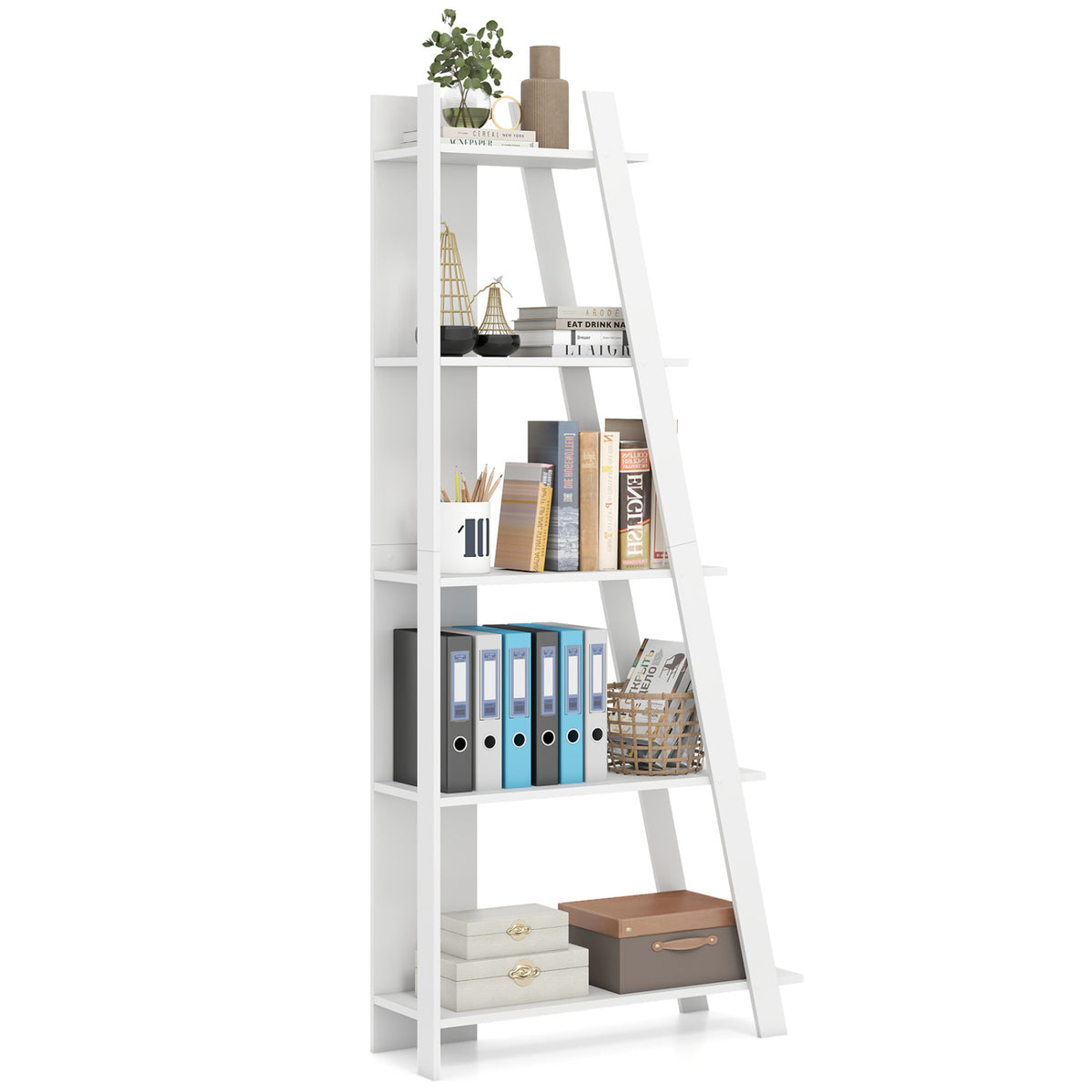5-Tier Modern Bookshelf Narrow Vertical Display Shelf for Small Space
