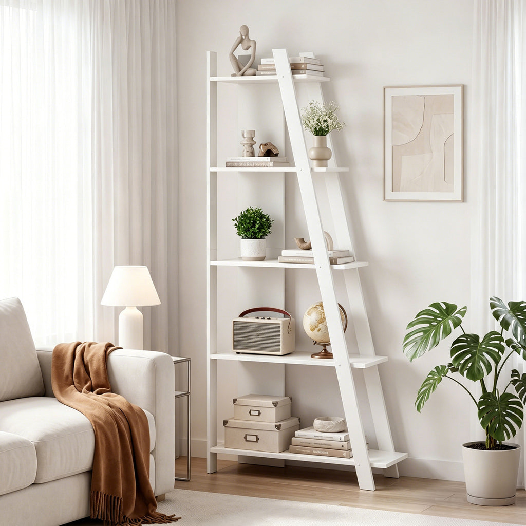 5-Tier Modern Bookshelf Narrow Vertical Display Shelf for Small Space