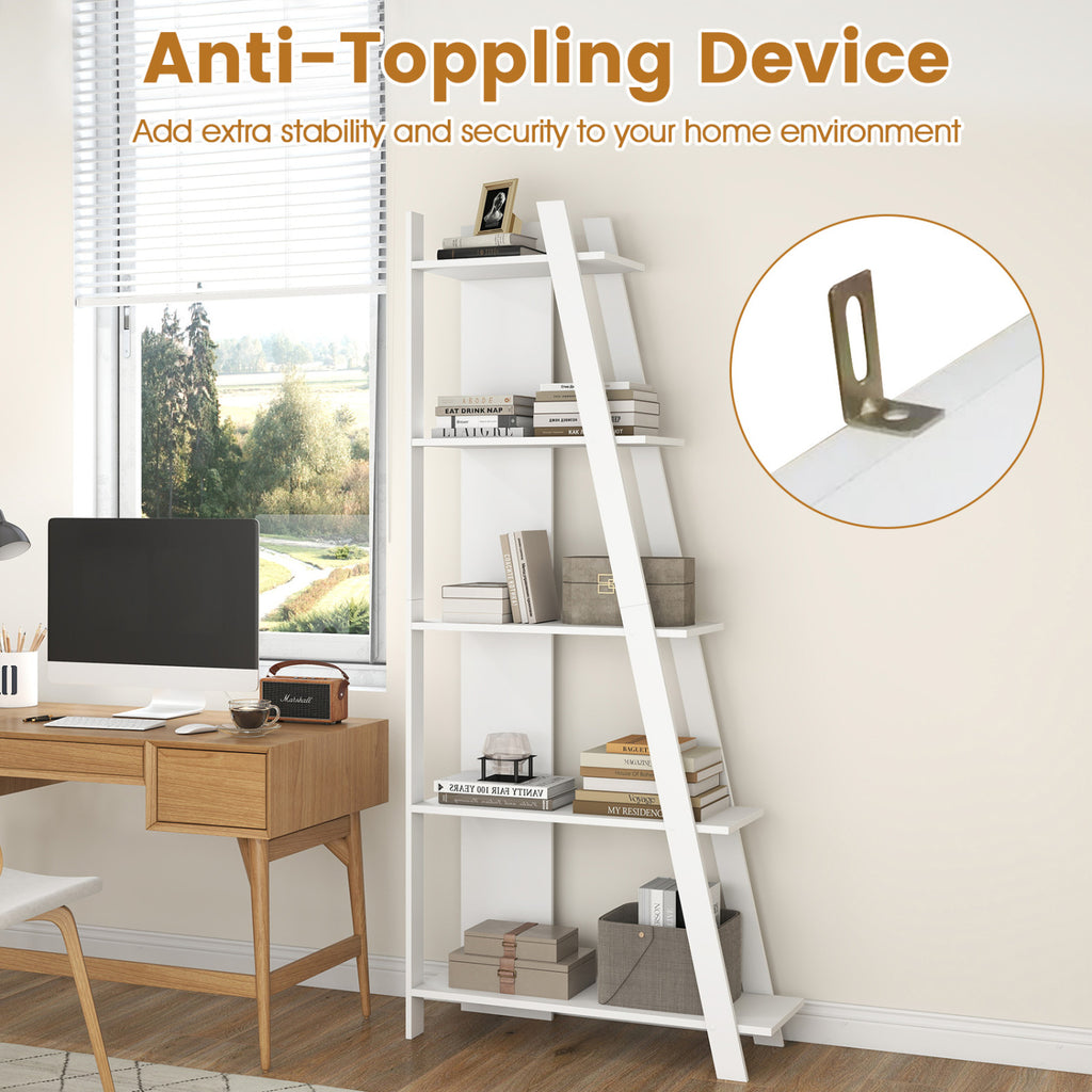5-Tier Modern Bookshelf Narrow Vertical Display Shelf for Small Space