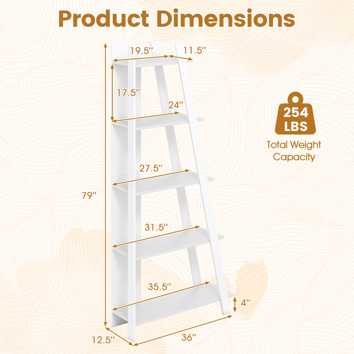 5-Tier Modern Bookshelf Narrow Vertical Display Shelf for Small Space