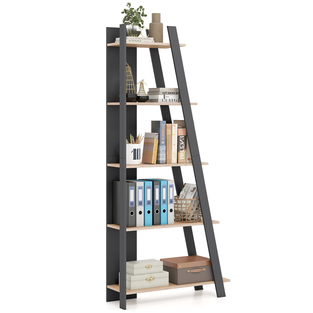 5-Tier Modern Bookshelf Narrow Vertical Display Shelf for Small Space