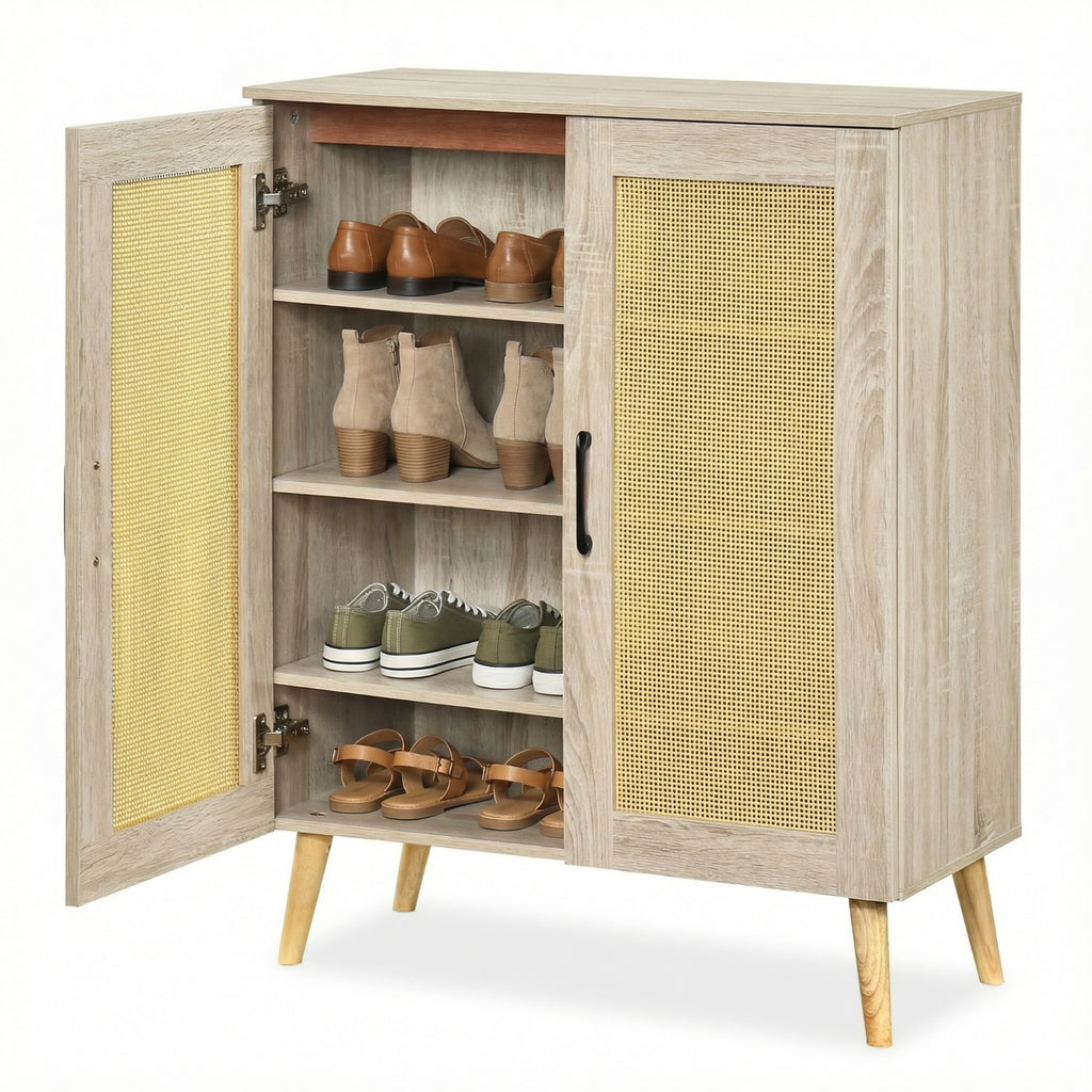 5-Tier Rattan Shoe Cabinet with 3 Removable Shelves