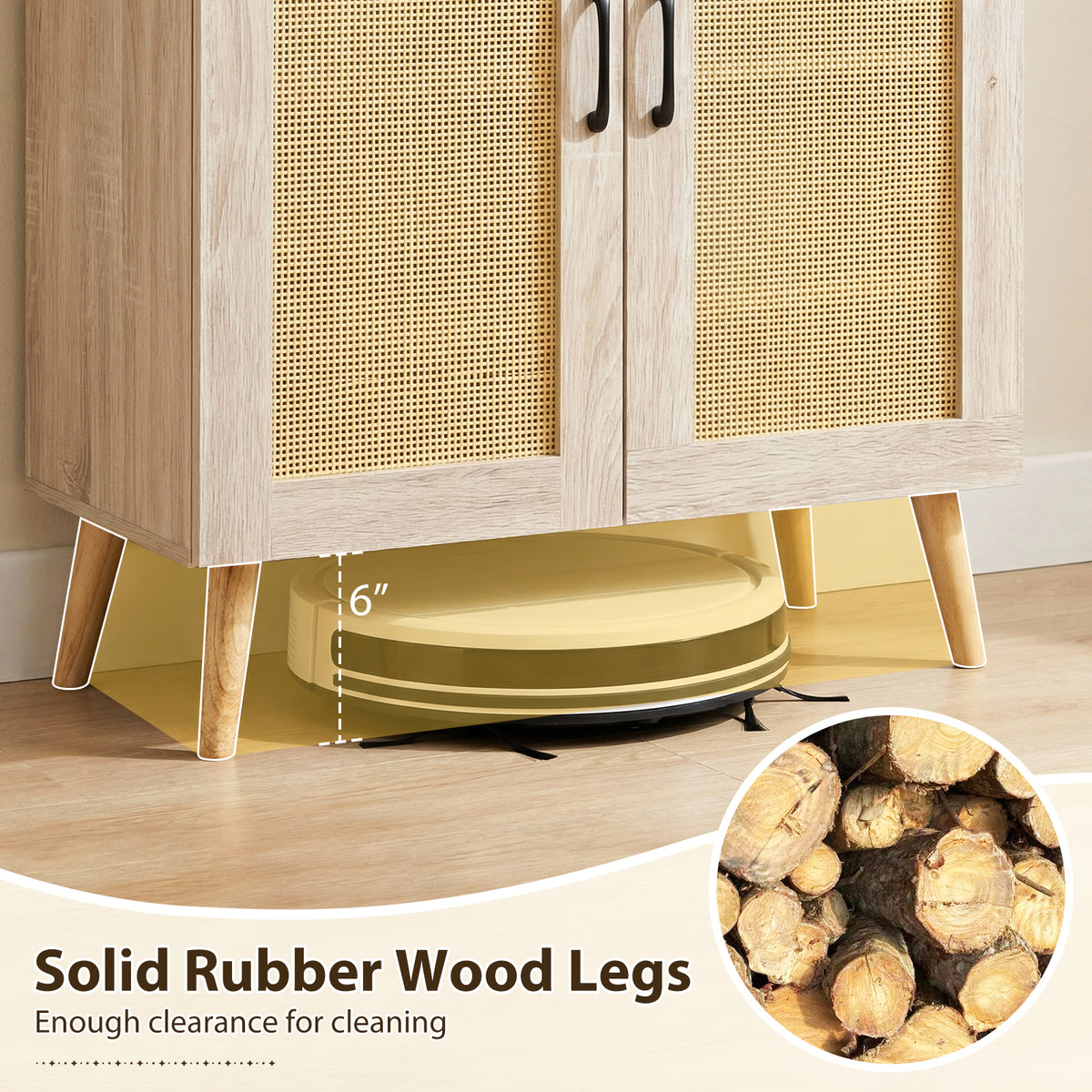 5-Tier Rattan Shoe Cabinet with 3 Removable Shelves