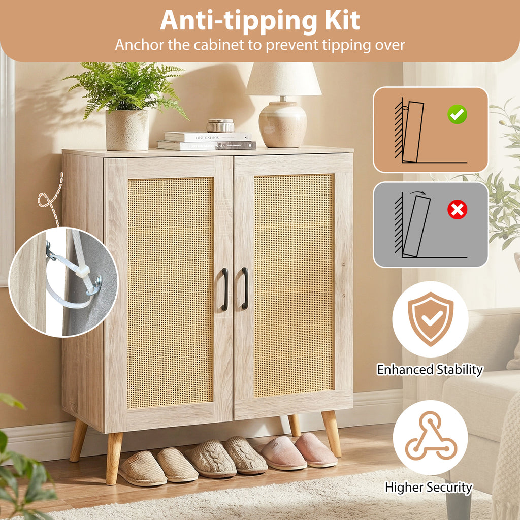 5-Tier Rattan Shoe Cabinet with 3 Removable Shelves