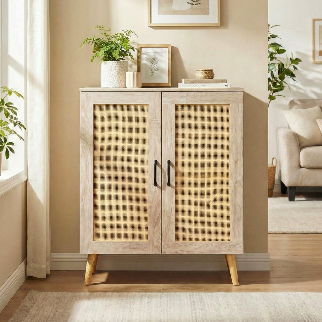 5-Tier Rattan Shoe Cabinet with 3 Removable Shelves
