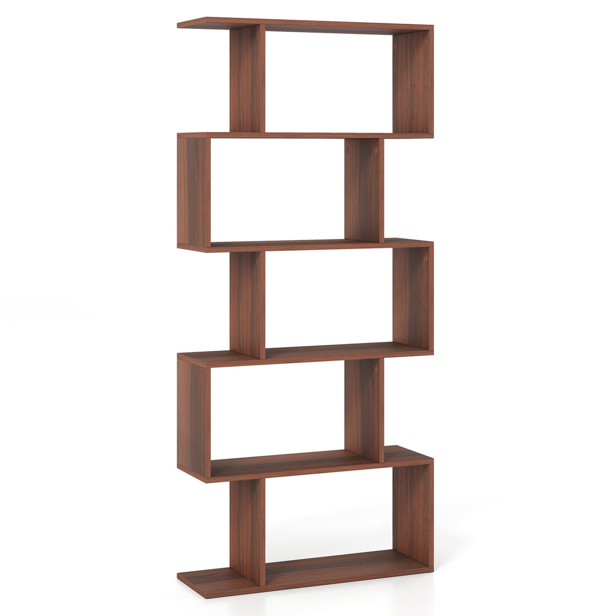 5-Tier S-Shaped Bookshelf with Anti-Tip Kit for Living Room Home