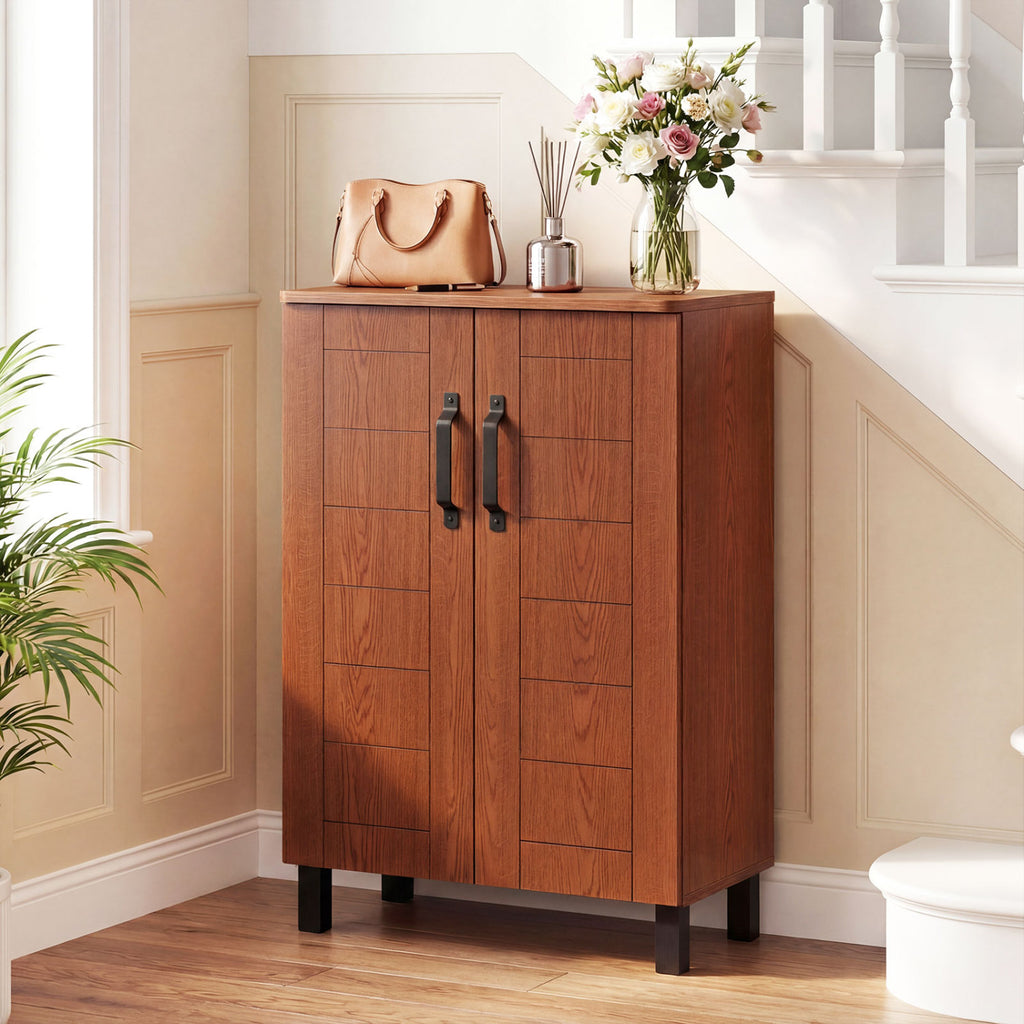 5-Tier Shoe Storage Cabinet Freestanding Wooden Rack Organizer