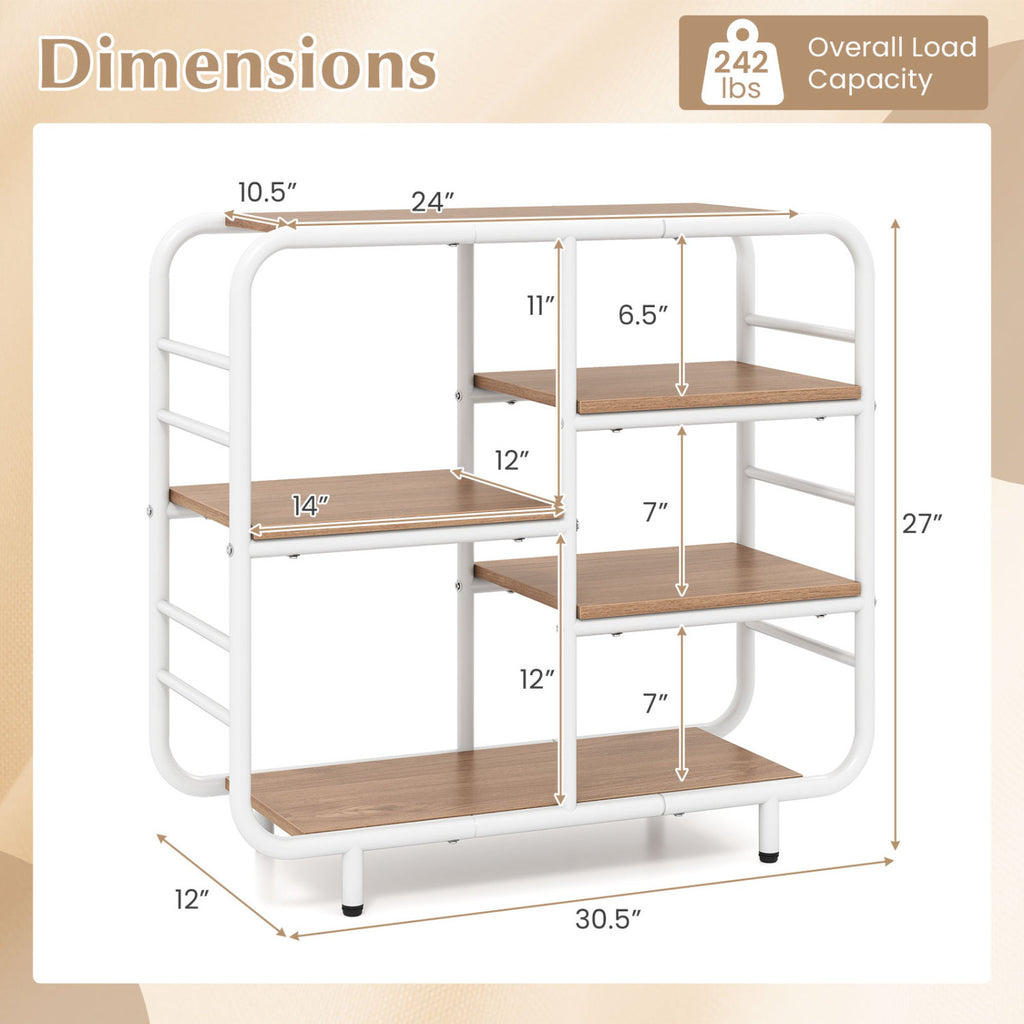 5-Tier Open Shelving Unit with Metal Frame - Natural