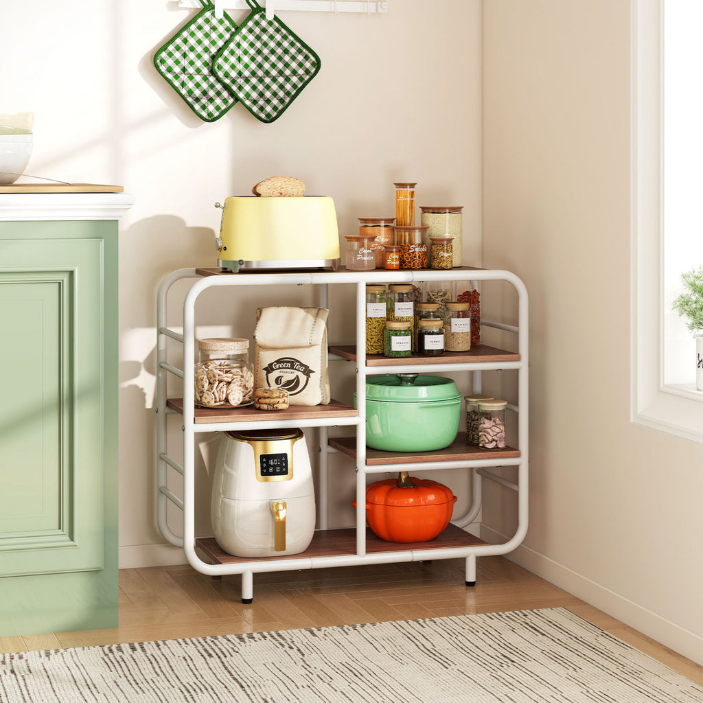 5-Tier Open Shelving Unit with Metal Frame - Natural