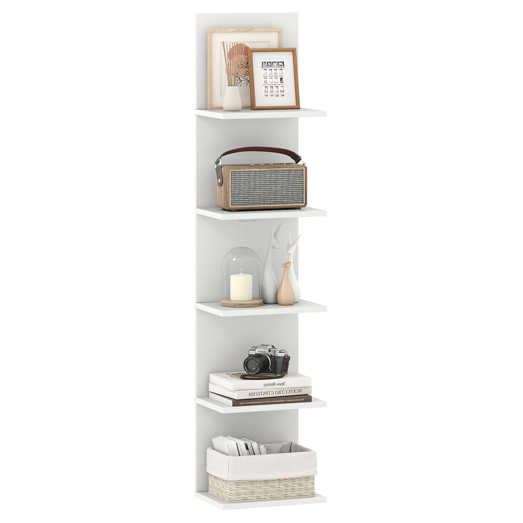 5-Tier Wall Mounted Shelf Unit - Rustic Brown Wood Grain