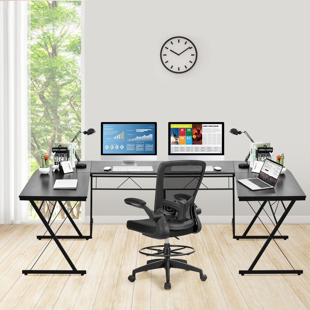 59 Inch L-Shaped Corner Computer Desk - Black