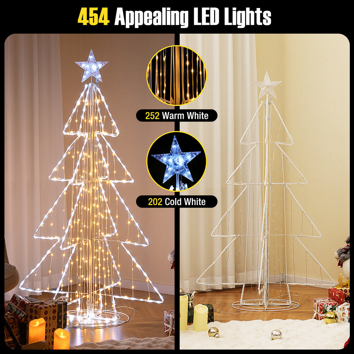 5 Feet Outdoor Animated Christmas Tree with LED Lights, Sturdy Base
