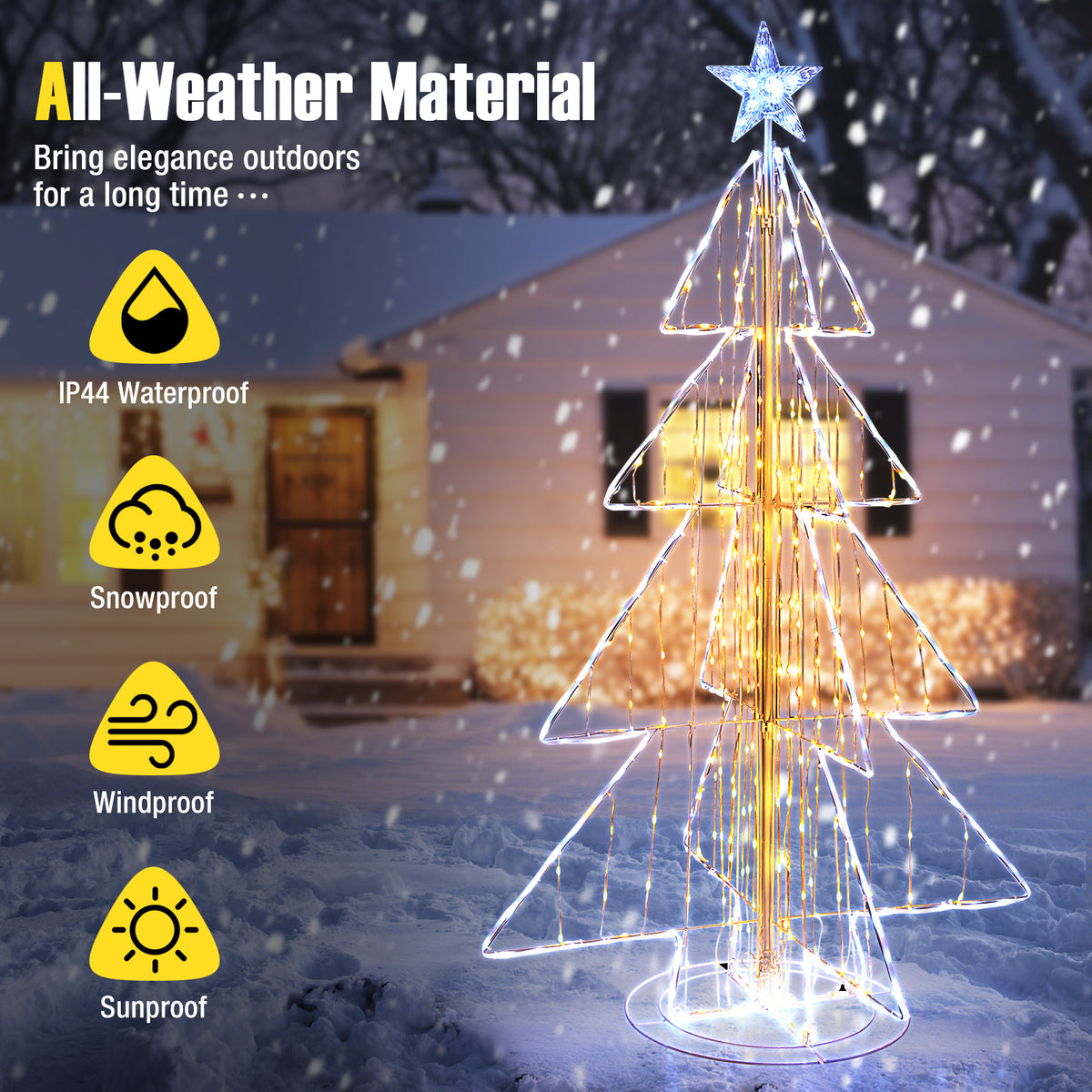 5 Feet Outdoor Animated Christmas Tree with LED Lights, Sturdy Base