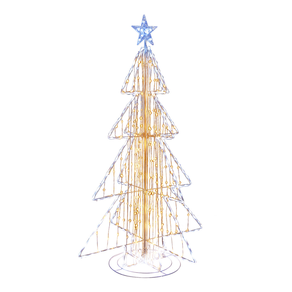 5 Feet Outdoor Animated Christmas Tree with LED Lights, Sturdy Base