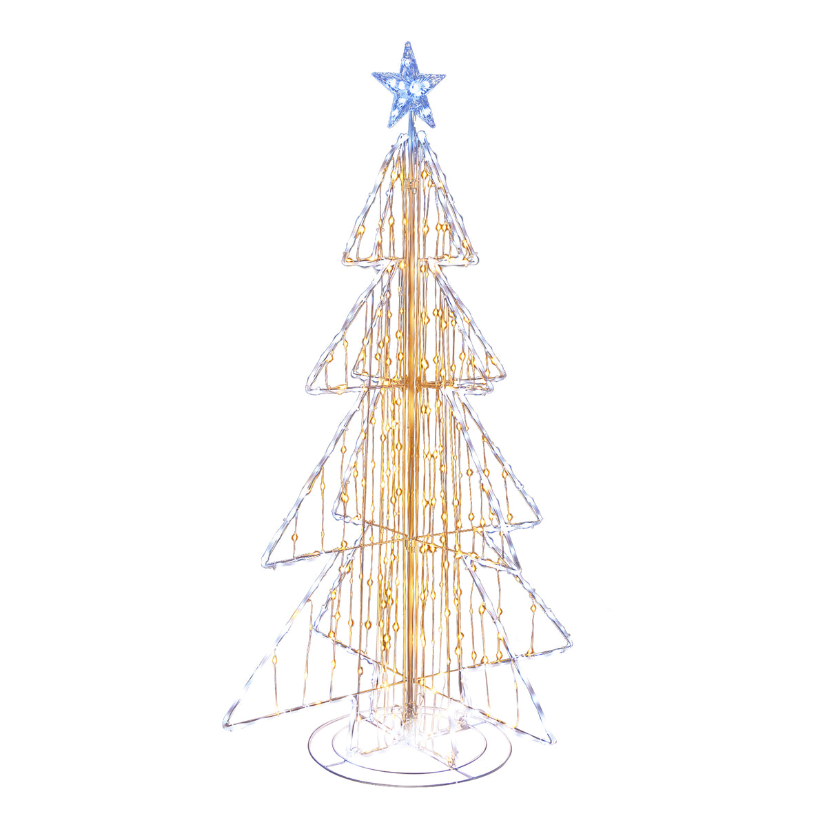 5 Feet Outdoor Animated Christmas Tree with LED Lights, Sturdy Base