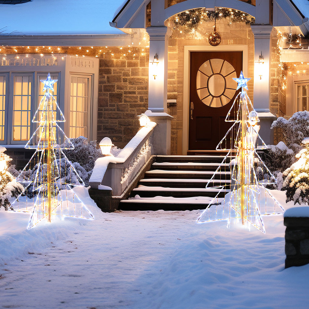 5 Feet Outdoor Animated Christmas Tree with LED Lights, Sturdy Base