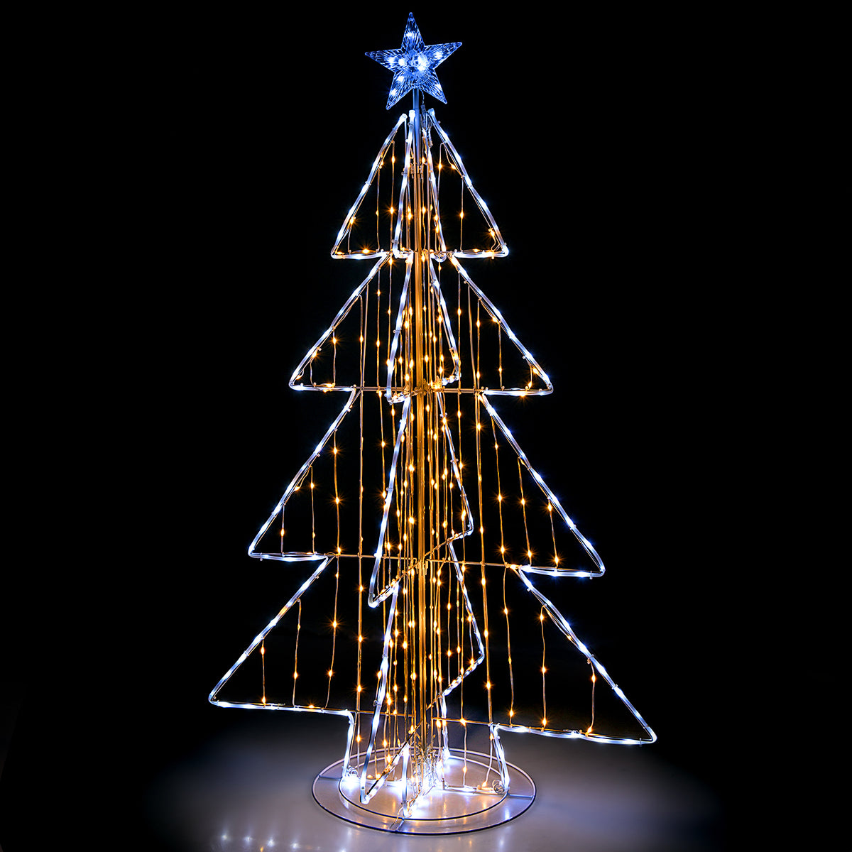 5 Feet Outdoor Animated Christmas Tree with LED Lights, Sturdy Base