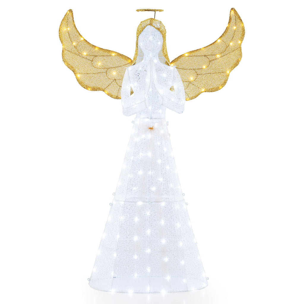 5 Feet Christmas Angel with 100 LED Lights & Ground Stakes - Trumpet Variation