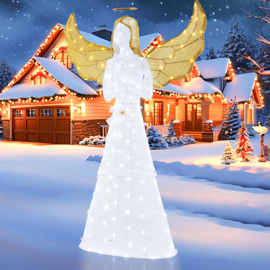 5 ft Pre-Lit Angel Christmas Decoration with Halo & 150 LED Lights - Indoor Outdoor