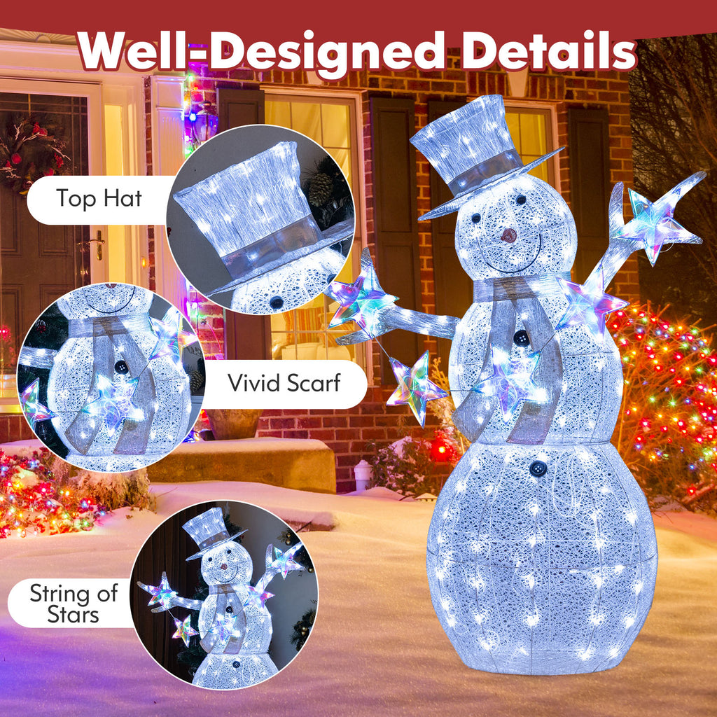 5 ft Pre-Lit Christmas Snowman with Stars - Indoor Outdoor Holiday Decor
