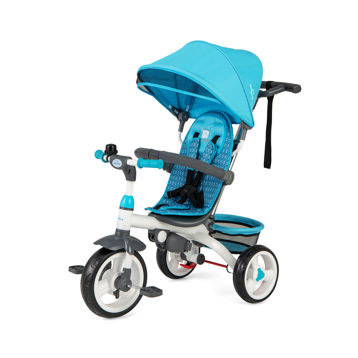 Costway 5-in-1 Detachable Baby Stroller Tricycle - Blue, Adjustable Canopy