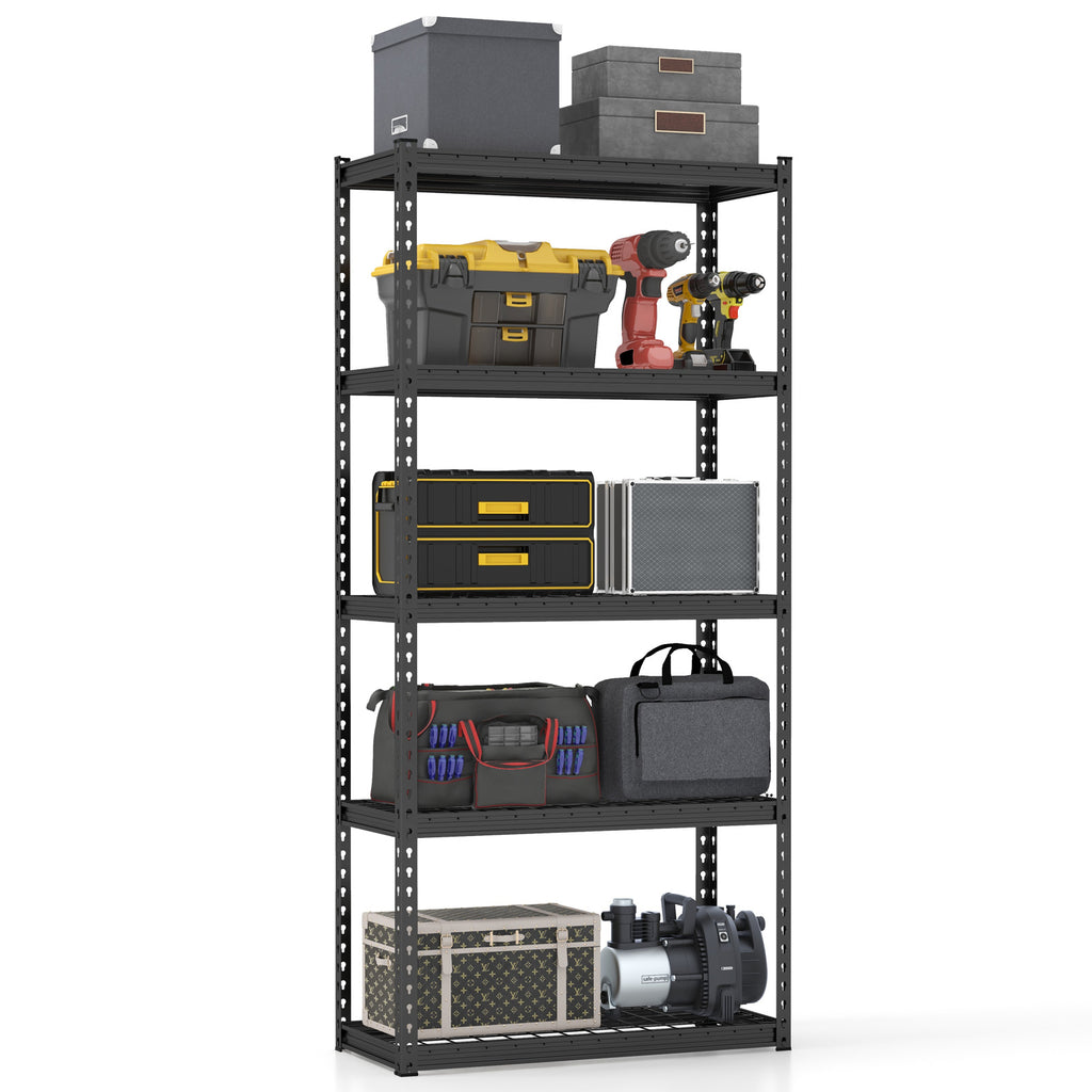5-Tier Metal Shelving Unit with Anti-slip Foot Pad Height Adjustable