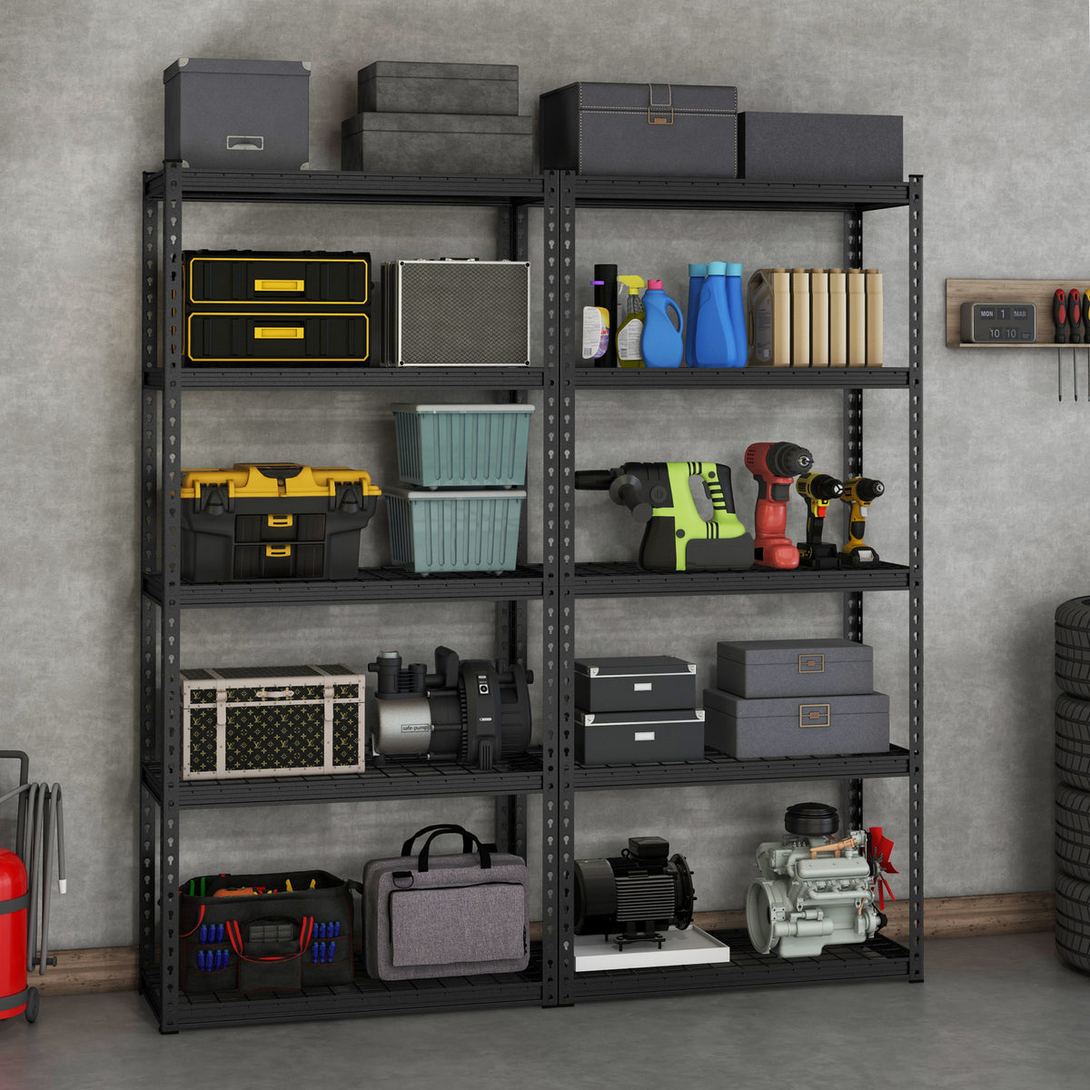 5-Tier Metal Shelving Unit with Anti-slip Foot Pad Height Adjustable