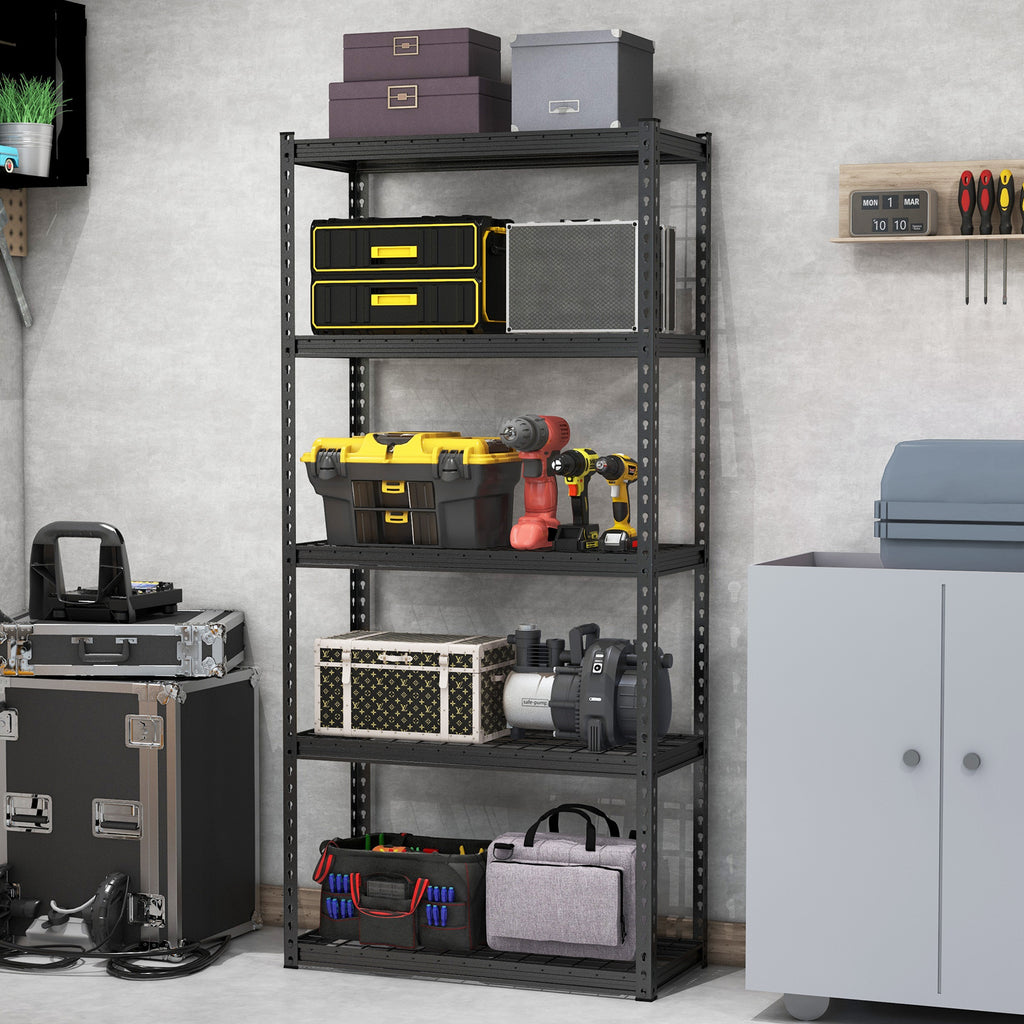 5-Tier Metal Shelving Unit with Anti-slip Foot Pad Height Adjustable