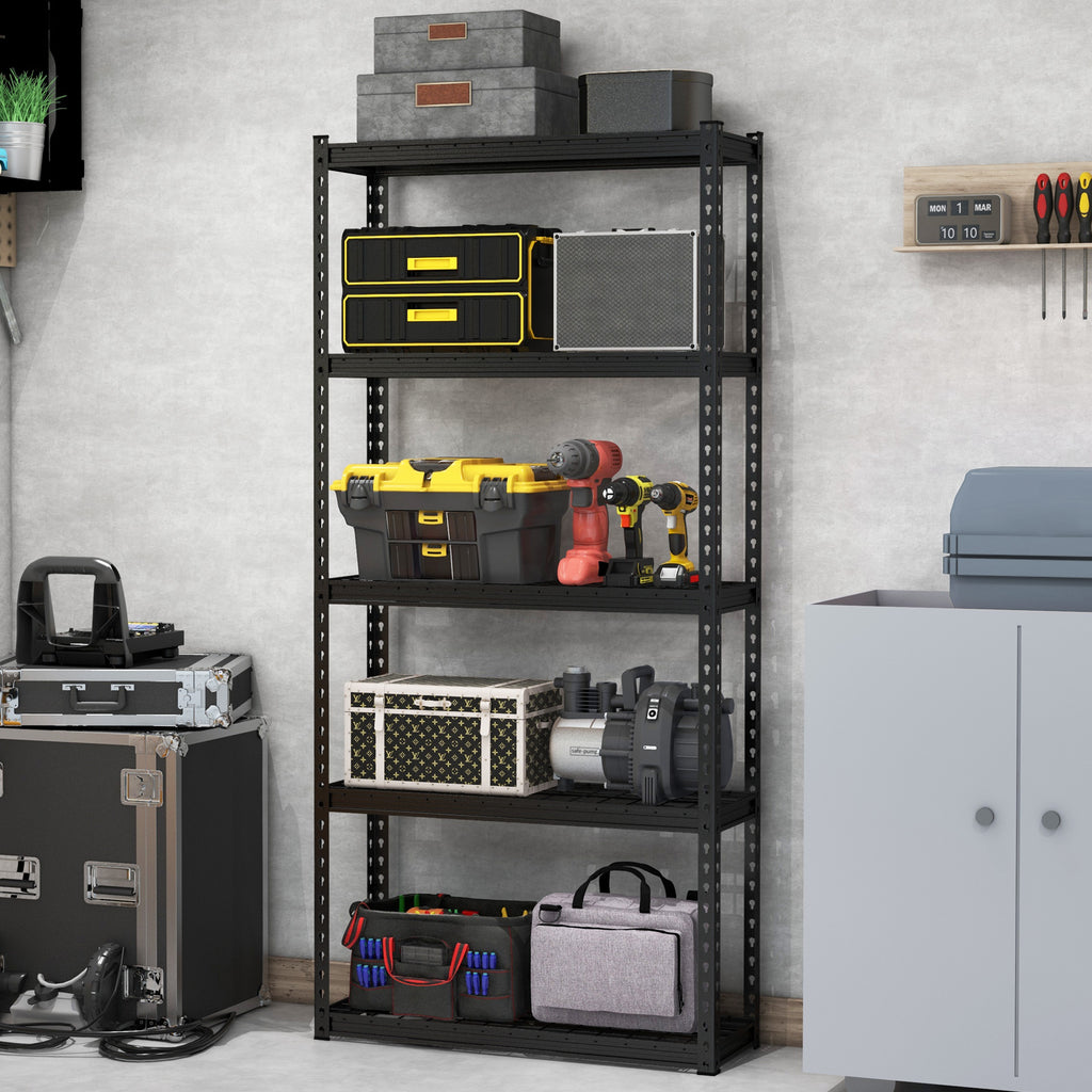 5-Tier Metal Shelving Unit with Anti-slip Foot Pad Height Adjustable