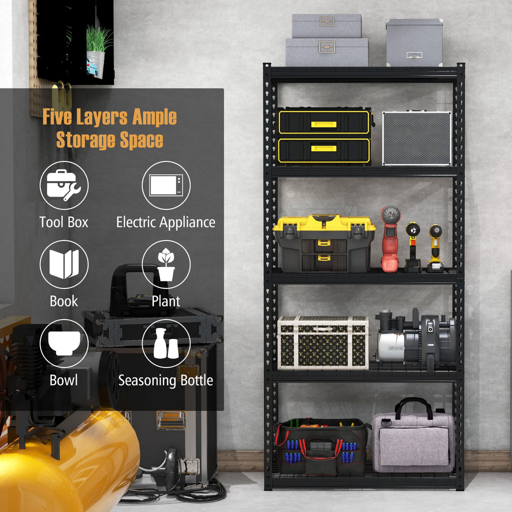 5-Tier Metal Shelving Unit with Anti-slip Foot Pad Height Adjustable
