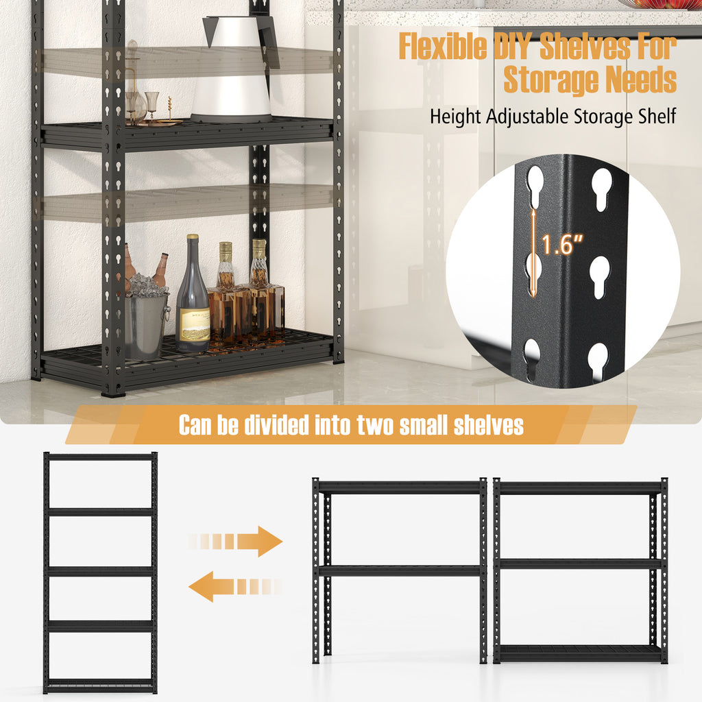 5-Tier Metal Shelving Unit with Anti-slip Foot Pad Height Adjustable