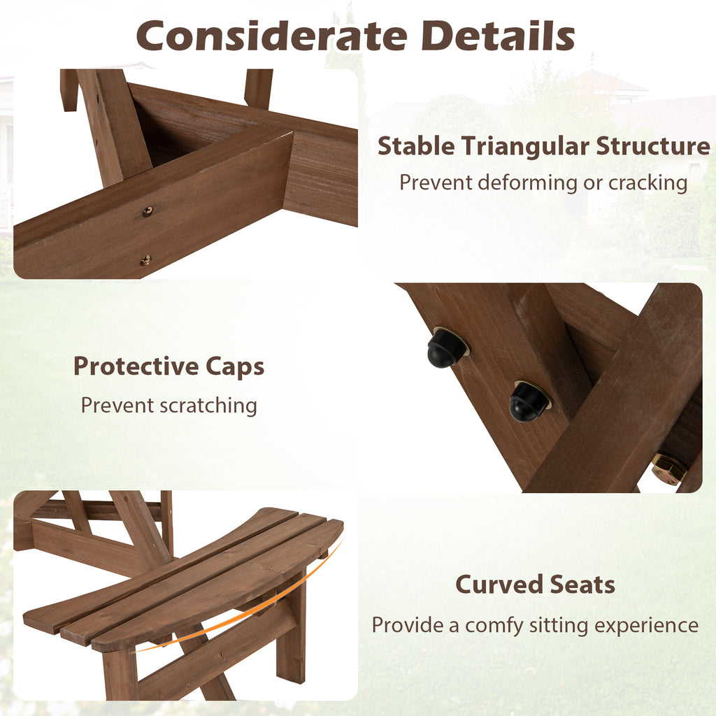 6-Person Round Picnic Table Set with Benches - 36" Brown