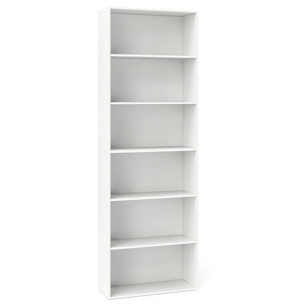 6-Tier Bookcase with Open Shelves, White