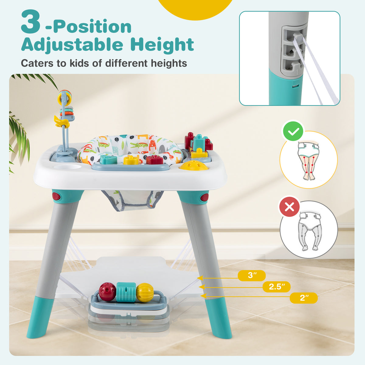 6-in-1 Baby Activity Center Infant Jumper with Adjustable Height & 360° Seat