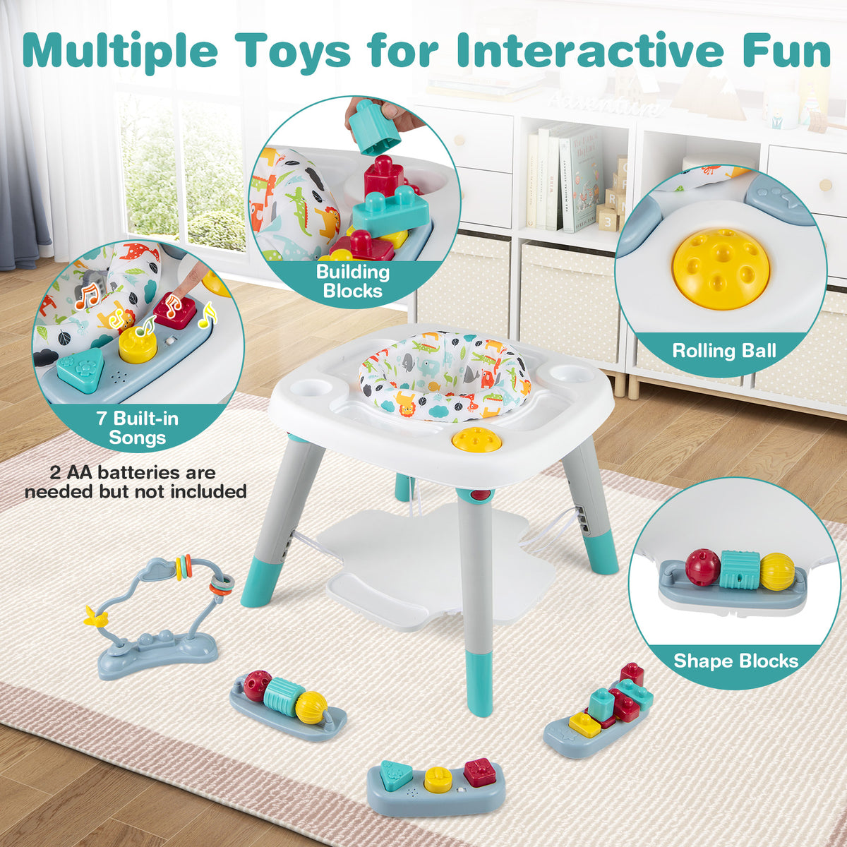 6-in-1 Baby Activity Center Infant Jumper with Adjustable Height & 360° Seat