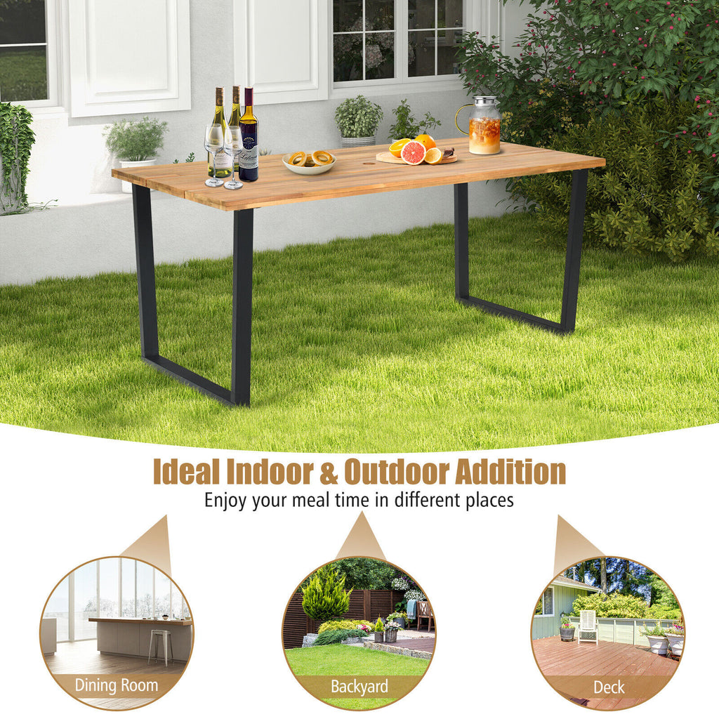 6-Person Acacia Wood Outdoor Dining Table 69" x 32"