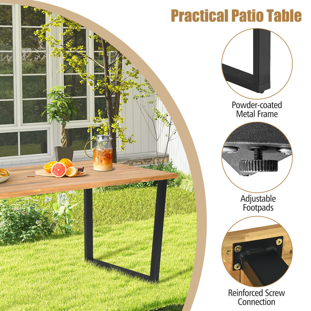 6-Person Acacia Wood Outdoor Dining Table 69" x 32"