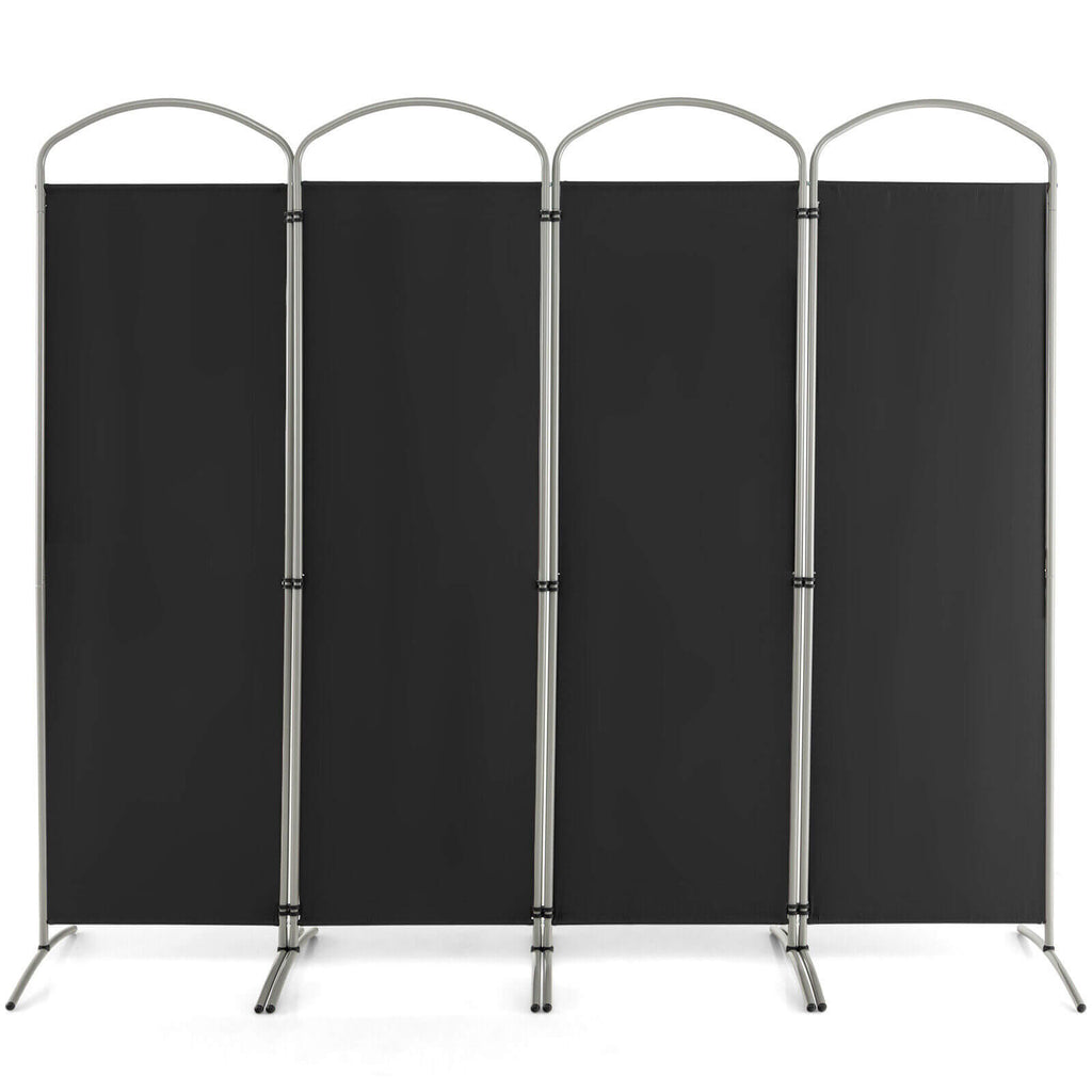 Black 6-Panel Freestanding Folding Privacy Screen Room Divider - Costway