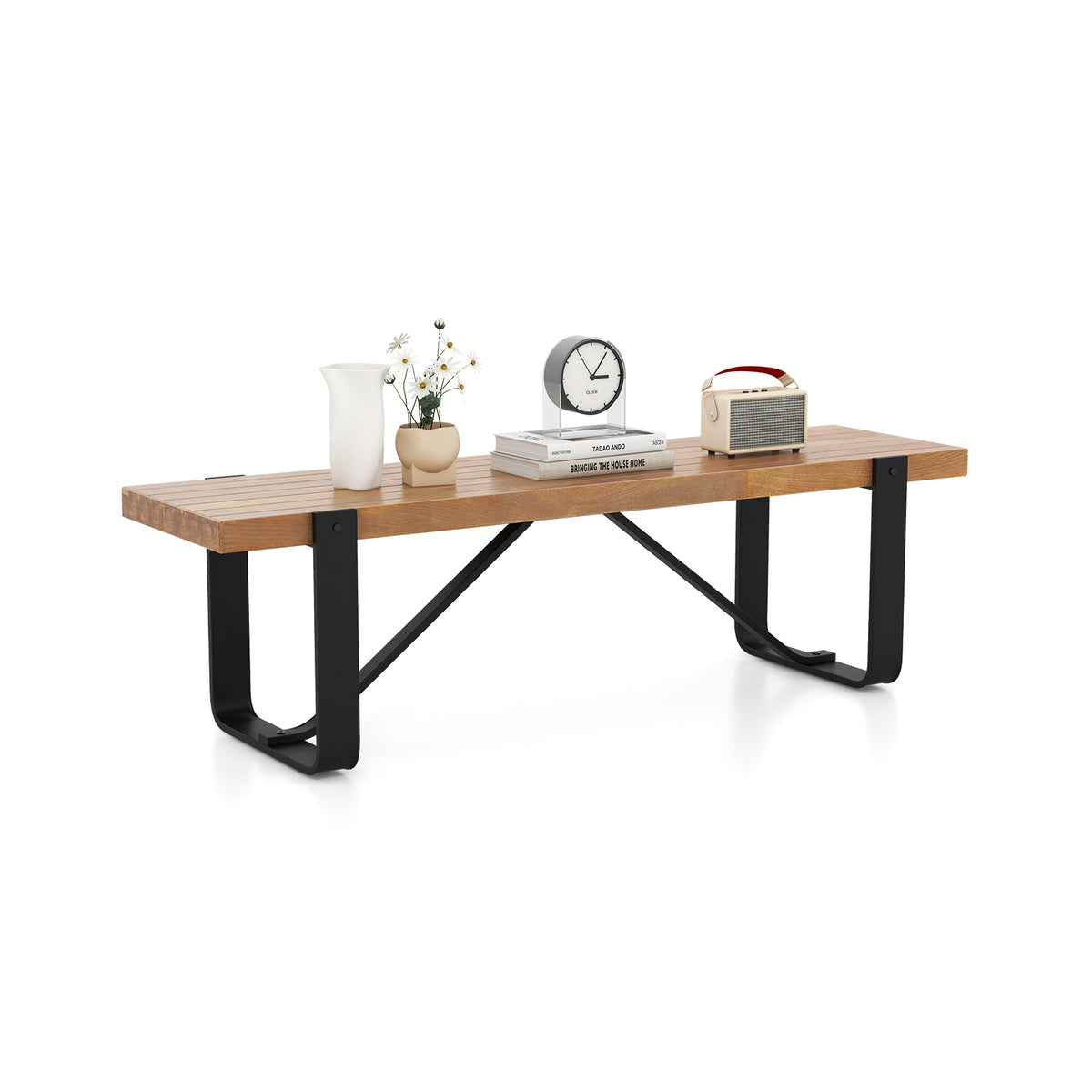 47 Inch Upholstered Entryway Bench with Heavy-duty Metal Frame