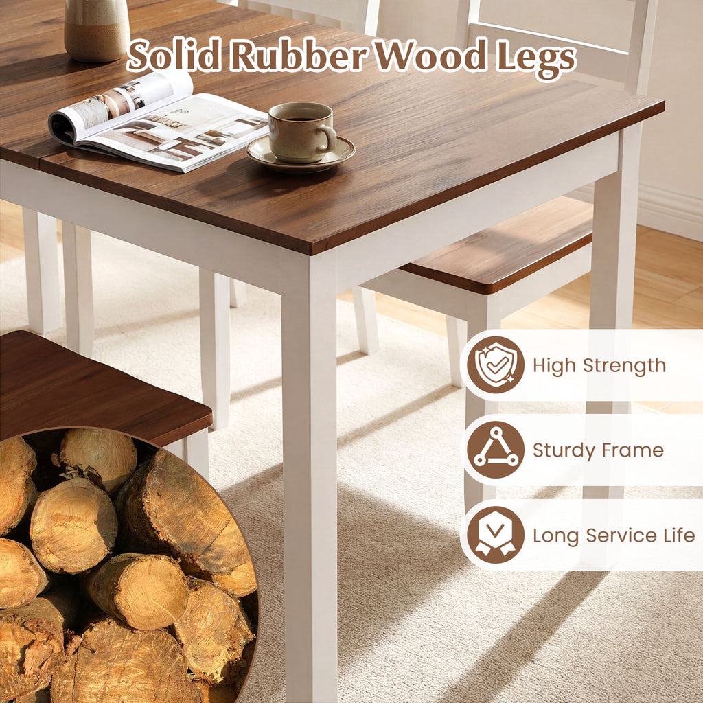 60-Inch Rectangular Dining Table with Rubber Wood Legs – Brown