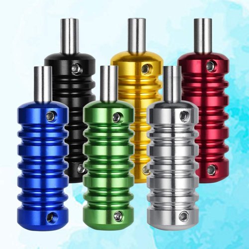 Healifty 6pcs Tattoo Grips Tubes Aluminum Alloy Tattoo Grip Handle for Tattoo Machine Supply (Black + Red + Green + Gold + Silver + Blue)