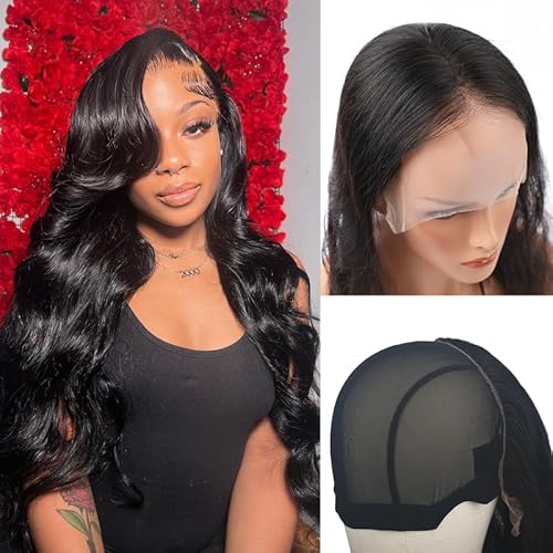 Pre-sewn 9x6 HD Lace Closure with Glueless Cap ? 0.10mm Ultra-thin SKINLIKE Real HD Lace Body Wave Human Hair Closure with Baby Hair, Bleach & Dye Friendly, 18 Inch Natural Black