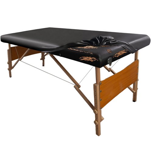 WUSOUPU PU Leather Cover for Massage Table Wipeable Massage Bed Protector Cover Made of 4-Ways Elastic 100% Waterproof Material, Machine Washable, Fit Rectangular Tables 28-32" Wide (Black)